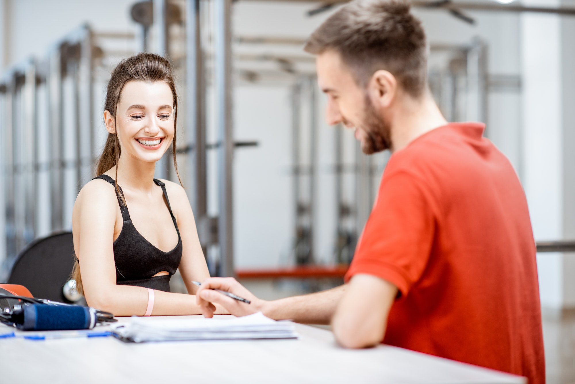 Woman during the medical consultation at the rehabilitation gym