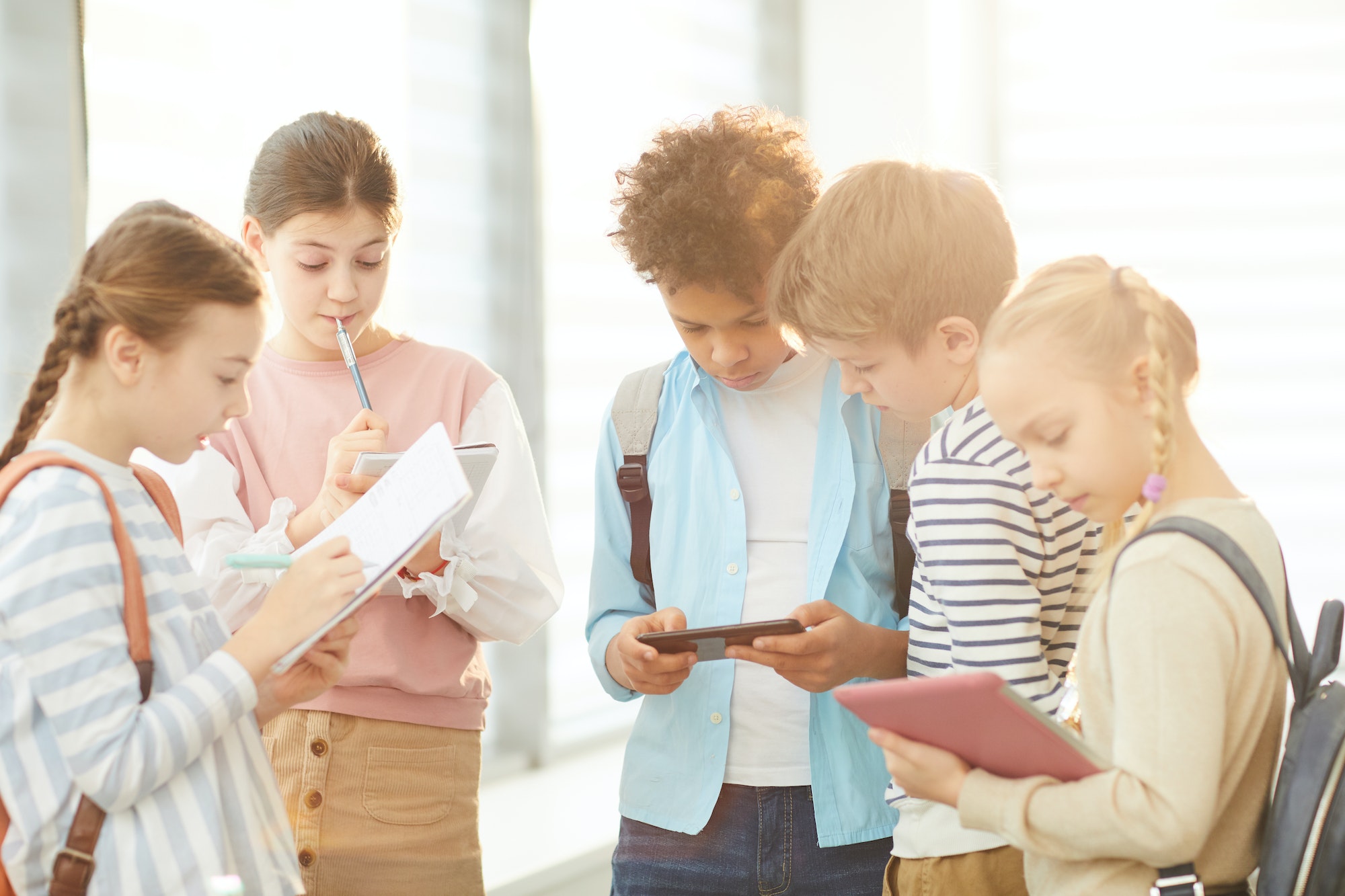 Middle School Students Discussing Task