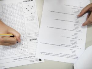 Student doing the test exam