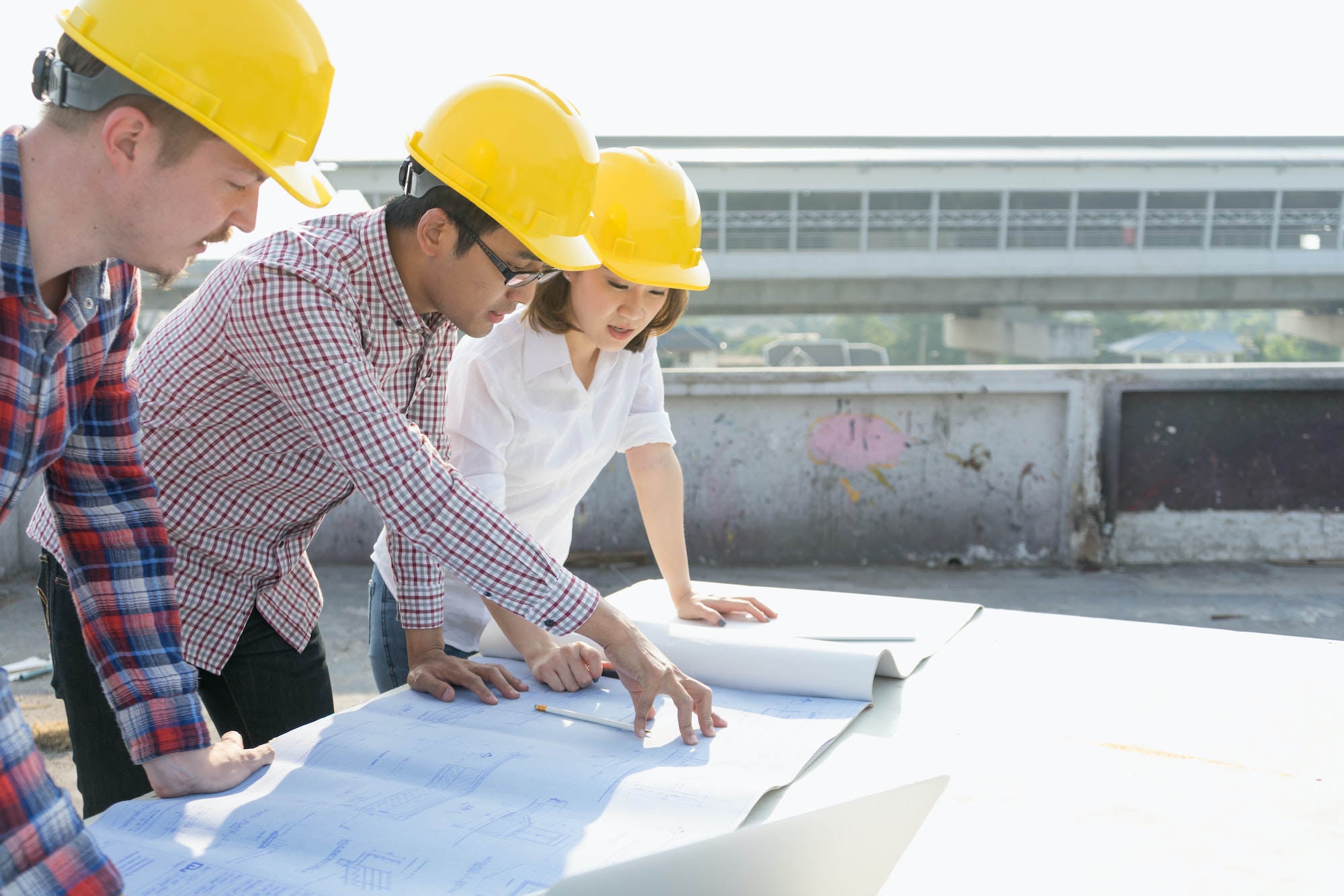 diverse group of young civil engineers